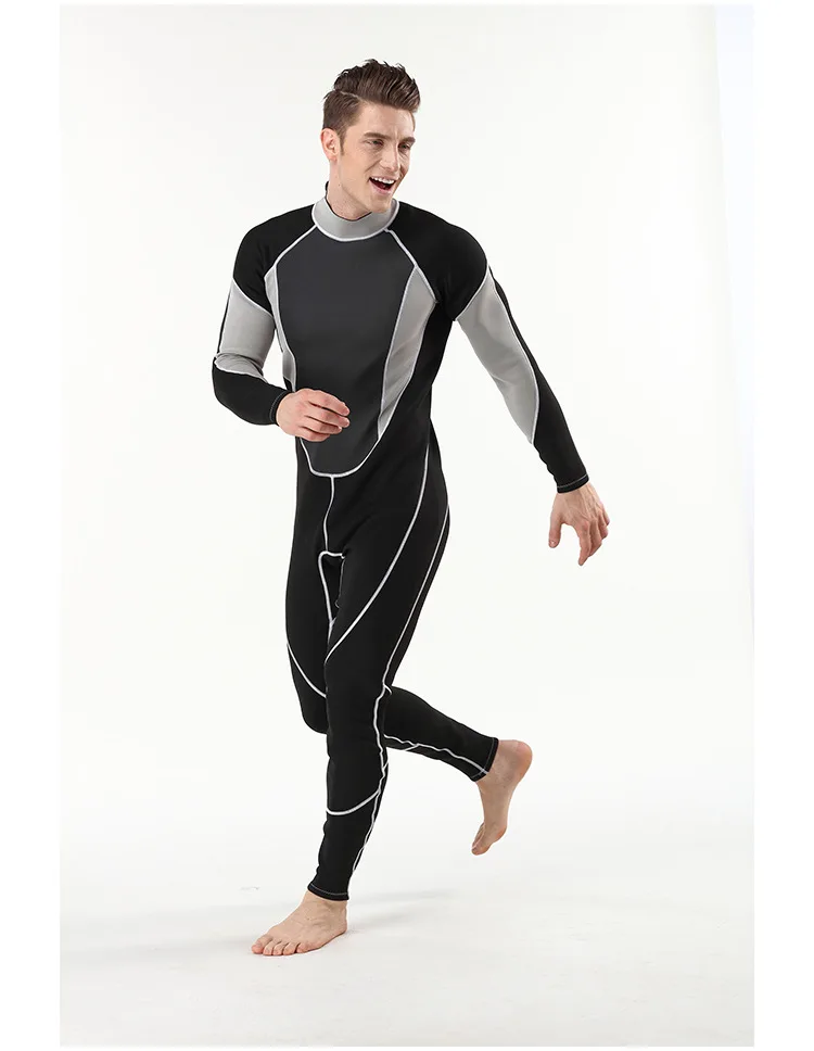 2mm Men Women wetsuit Long sleeved one piece Swimsuit neoprene Triathlon Diving suit Super Elastic Surf wet suit for cold water