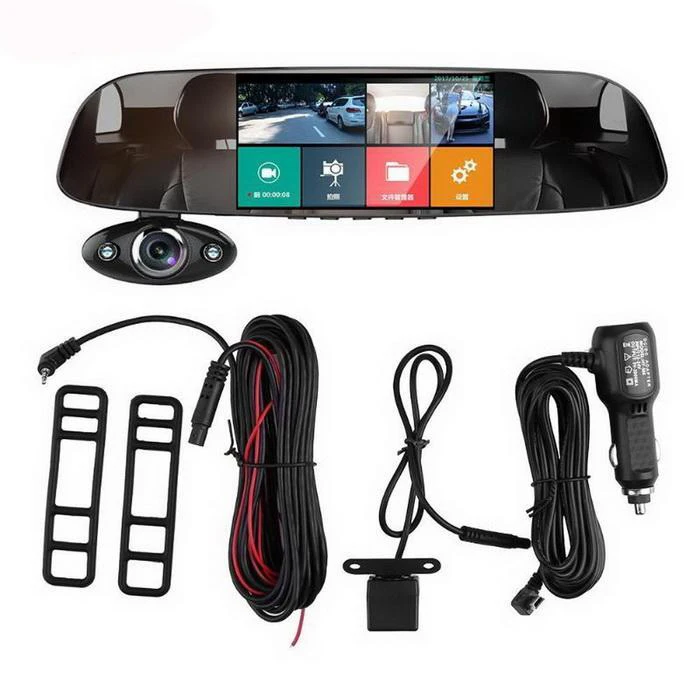 3 Lens 1080P Car Rear View Mirror DVR Camera Dash Cam Inside Outside Anytek B33