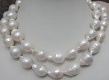 

Free shipping@@@@@ HUGE 12-17MM NATURAL AAA SOUTH SEA WHITE BAROQUE PEARL NECKLACE 32 INCH