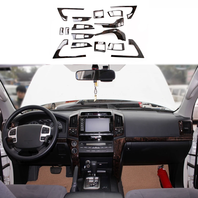 16pcs Full Inner Dash Trim Kit Cover For Toyota Land Cruiser 2008 2015