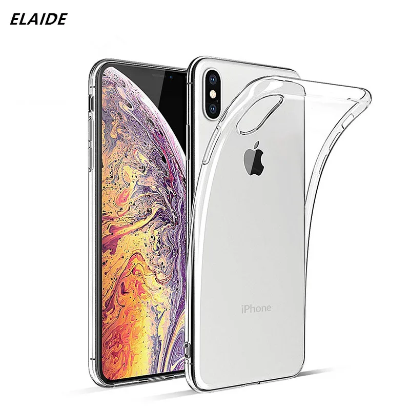 Мягкий ТПУ чехол накладка ELAIDE для iPhone XS Max прозрачные тонкие Чехлы 7 6 6s