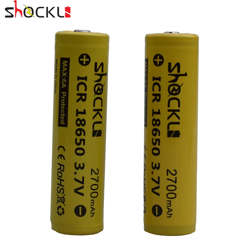 Аккумуляторная батарея Shockli 18650 2 шт. 3 7 В 2700 мА/ч литий ионная с защитой печатной