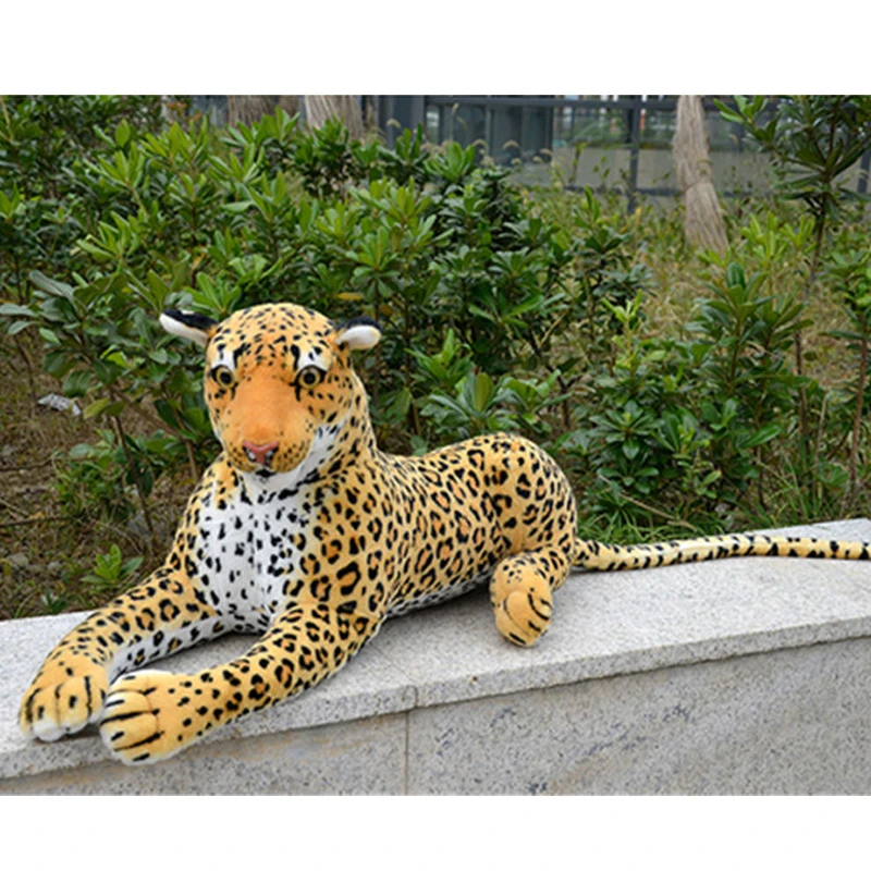 Fancytrader 110cm Cute Stuffed Soft Plush Giant Emulational Animal Leopard Panther Toy Realistic Leopard Model Decoration Toys f