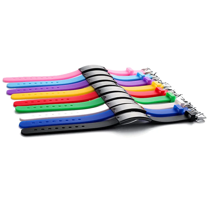 AZIZ BEKKAOUI Personalized Stainless Steel Bracelets For Women Kids Rubber ID Bracelet Men Couple Bracelets Customized Logo AZIZ BEKKAOUI Personalized Stainless Steel Bracelets For Women Kids Rubber ID Bracelet Men Couple Bracelets Customized Logo