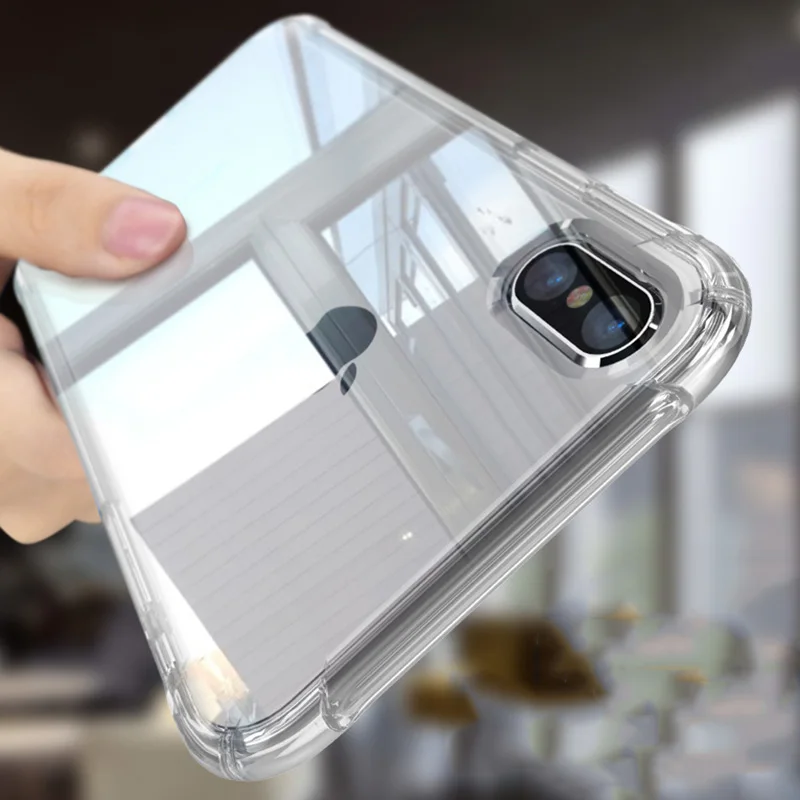 

Full Protect Anti-knock Soft TPU Silicone Case For iPhone X 8 7 6 6S Plus Transparent Back Cover For iPhone6 Plus