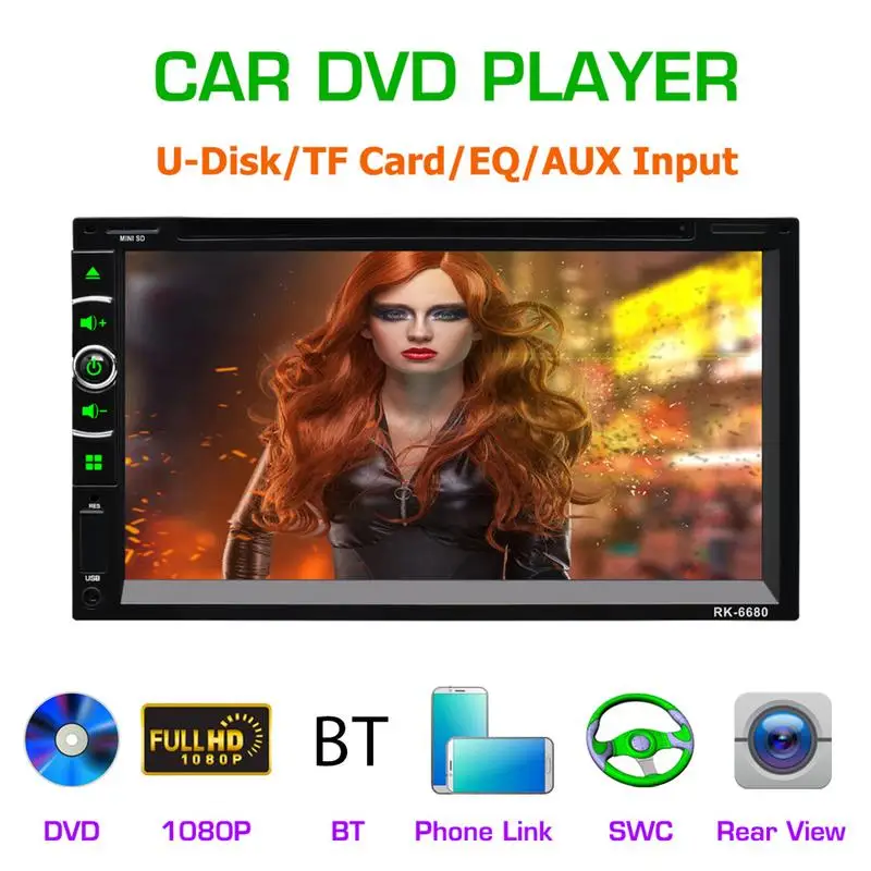 Универсальный DC12V полный HD1080P 7-дюймовый 2DIN Автомобильный мультимедийный CD DVD