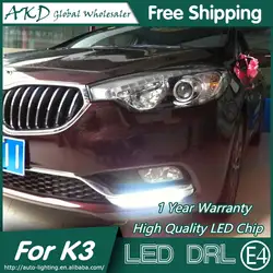 АКД стайлинга автомобилей для Kia K3 DRL 2013-новинка 2015 Cerato светодиодный DRL бампер сигнал светодиодный бег светлые Противотуманные фары