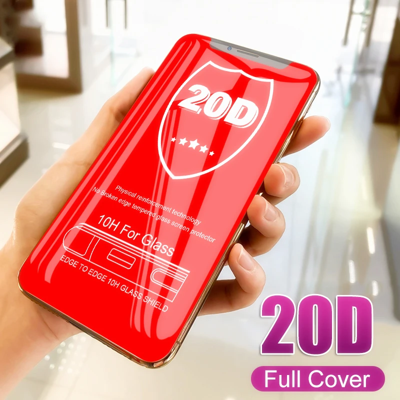 20D изогнутое полное Защитное стекло для iphone 7 8 6 6s PLus закаленное экрана X XR XS Max