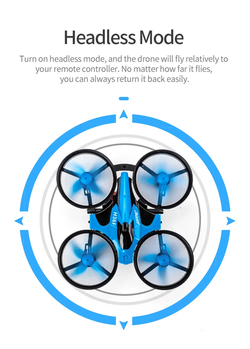 JJRC H36F 2,4G автомобиль Дрон лодка 3в1 многофункциональный пульт дистанционного управления игрушки с безголовым режимом 3D переворачивается и классный светильник