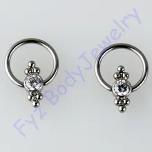 G23 Титан Кристалл CZ ухо траг Cartilalges стержня 16g ЦБ РФ в плен кольцо Пронзительный нос ювелирные кольца для тела