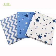 Chainho 3 шт./лот, твиловая, хлопковая ткань, голубого цвета со звездами Лоскутная Ткань, DIY лоскутного шитья Fat четверти Материал для младенцев и детей