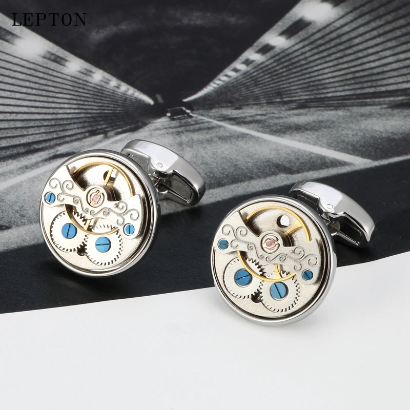 

Lepton Movement Tourbillon Cuff links For Mens Wedding Groom Gift High Quality Watch Steampunk Gear Cufflinks Relojes Gemelos