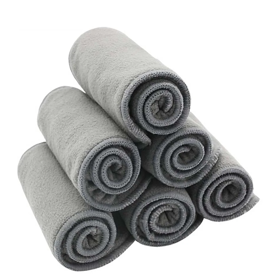 Goedkoop HappyFlute Bamboe Houtskool Voegt Baby Nappy Inserts Luier liner 10 pcs Verpakking 2 lagen microfiber + 2 lagen Microfiber insert