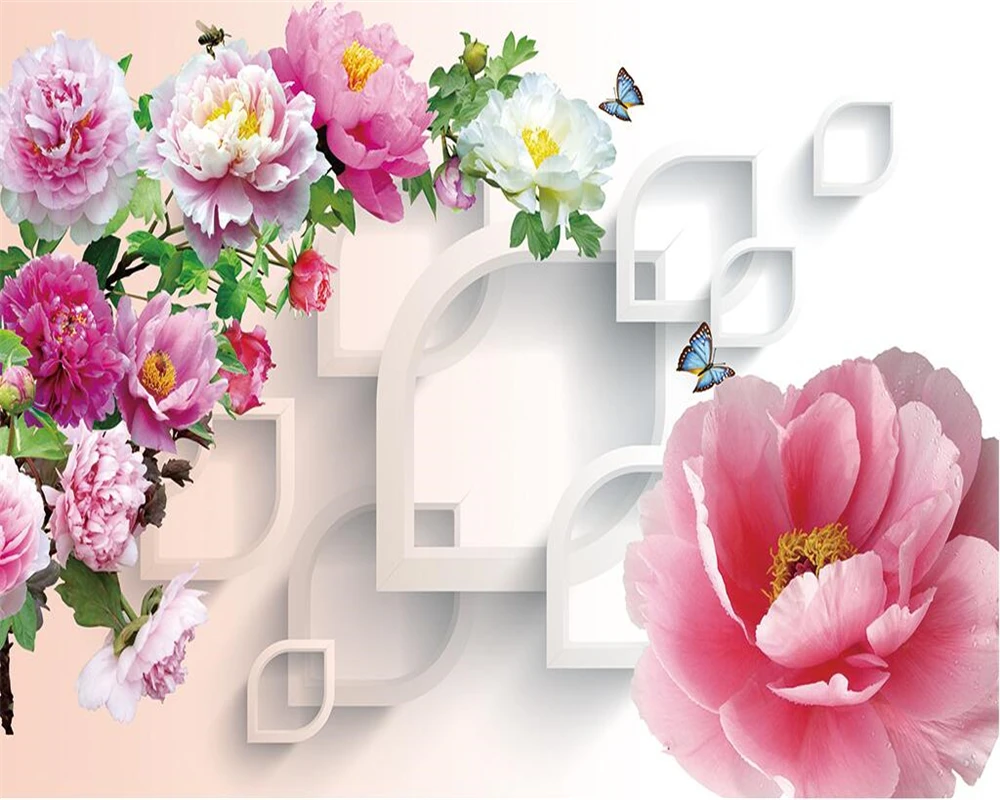 Beibehang Custom Wallpaper Home Decorative Mural 3d Peony Flower Tv Backdrop Living Room Bedroom Background Mural 3d Wallpaper Custom Wallpaper 3d Wallpapermural 3d Wallpaper Aliexpress