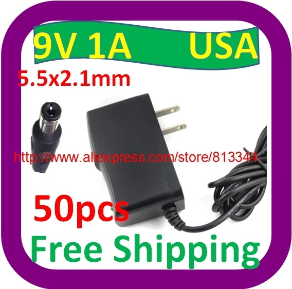 50 шт. Бесплатная доставка адаптер преобразователя переменного тока 100-240 в 9 В