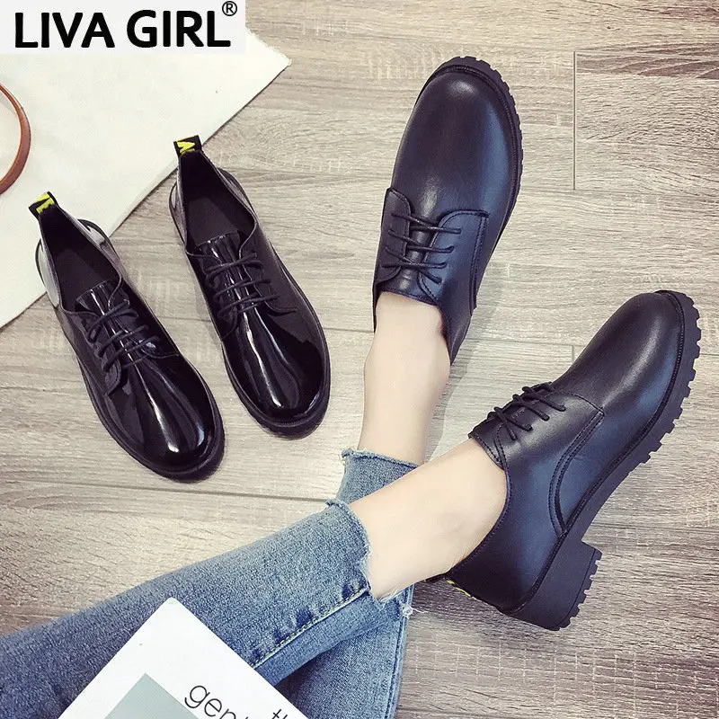 Women's casual shoes spring and autumn women's shoes soft bottom leather round head ladies shoes women's shoes