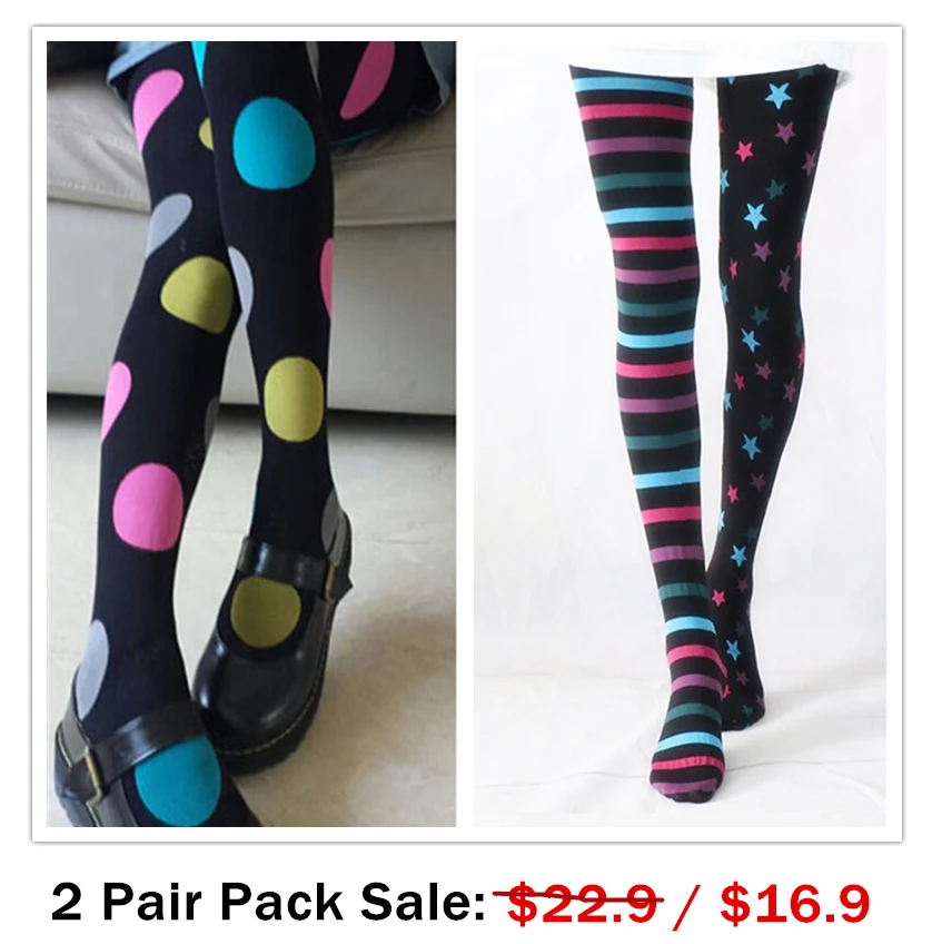 

2 Pair Pack - Stars & Striped Tights & Dotted Tights