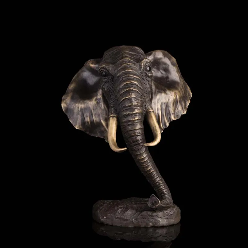 

Modern Decoration Sculpture Elephant Figurine feng shui Statue sculptures Elephant Bust Head elefante bronze escultura