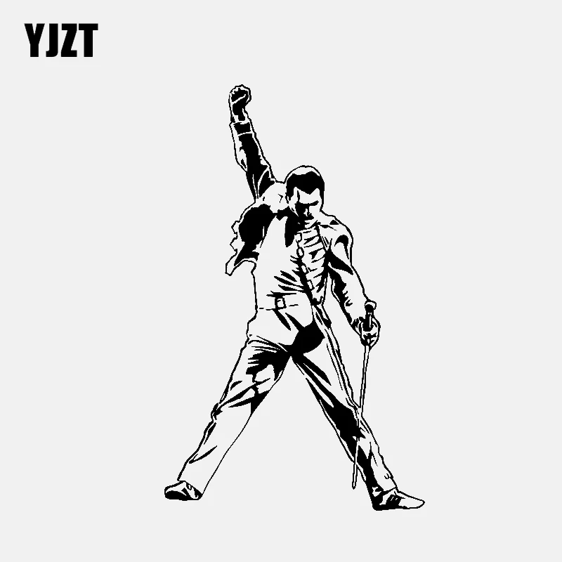 

YJZT 10.2CM*16.8CM Freddie Mercury Car Sticker Vinyl Decals Rock Classic Black/Silver C3-0756