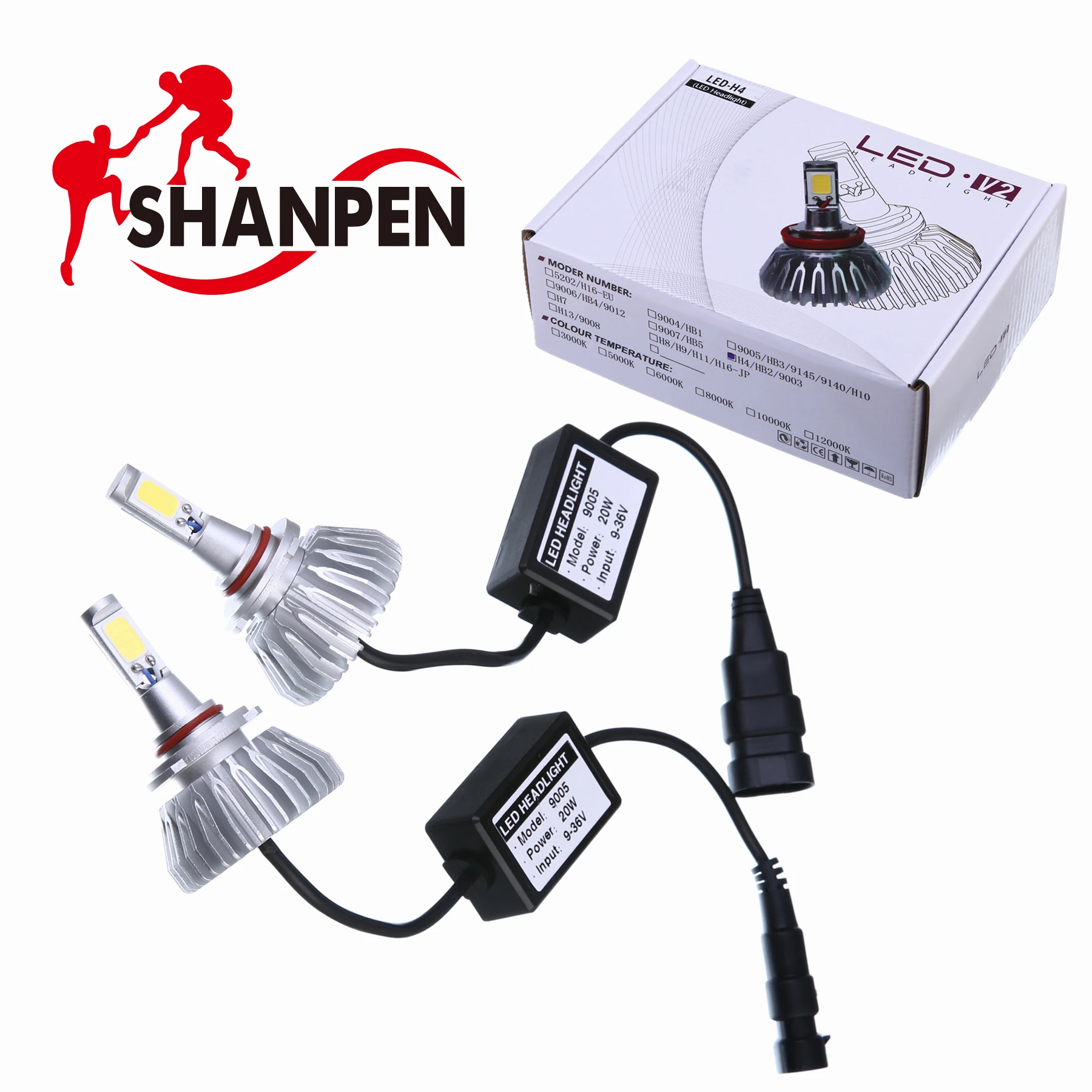 2Pcs H4 LED H7 H11 9005 9006 HB4 COB Chip Auto Car Headlight 40W High Low