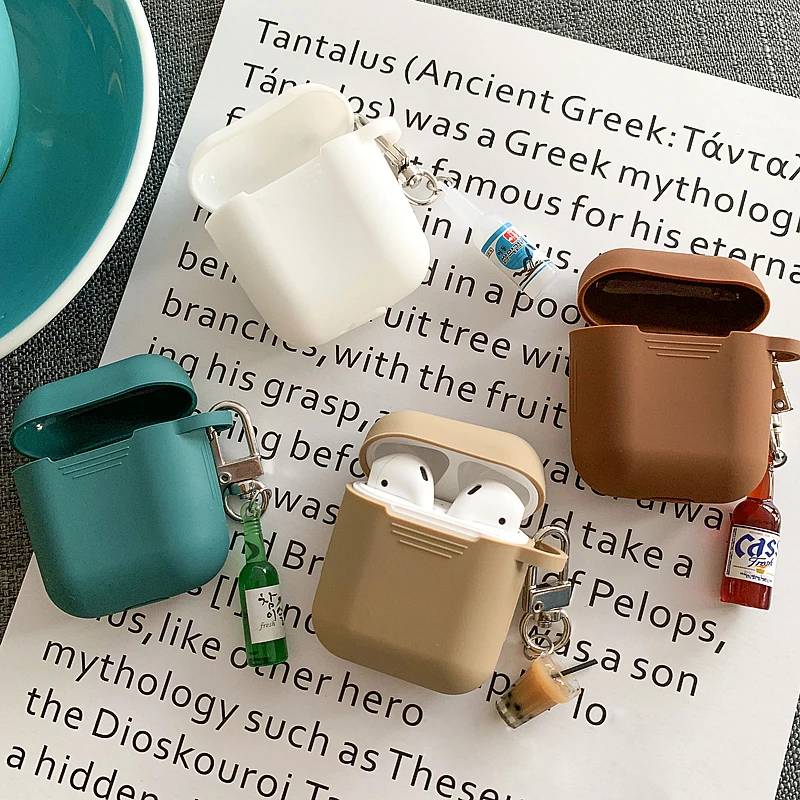 

Cute DIY Cartoon Geometry Dragon Silicone Case For Apple Airpods Cover Bluetooth Earphone Protective Cover for Airpods Key Ring