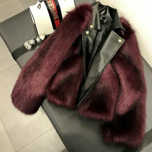 Пушистые женские пальто 2019 куртка из искусственной кожи пушистое винтажное