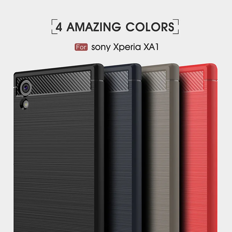 

1Pcs Luxury Mobile Phone Cases for SONY Xperia XA1 Silicone Drop Protection Gel carbon fiber Soft Shell