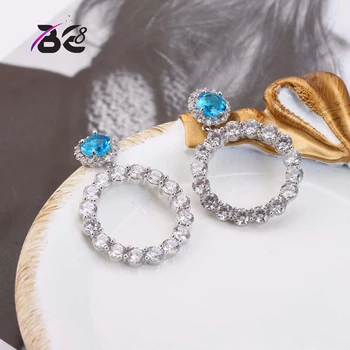 

Be 8 Newest Long Dangle Drop Earrings Round Design AAA Cubic Zirconia Statement Earrings for Women boucle d'oreille femme E629