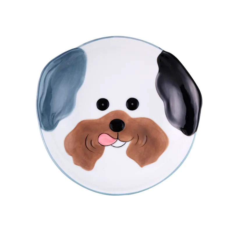 8 дюймов 3D собака обеденная тарелка миска ложка набор дети лапша миска керамическая миска для домашних животных декоративная тарелка мультфильм животных столовая посуда