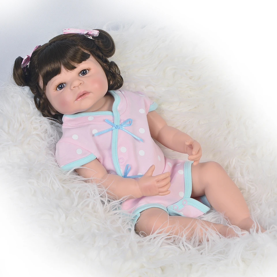Элегантные 22 дюймовые милые куклы Reborn Baby Girl полностью силиконовые реалистичные