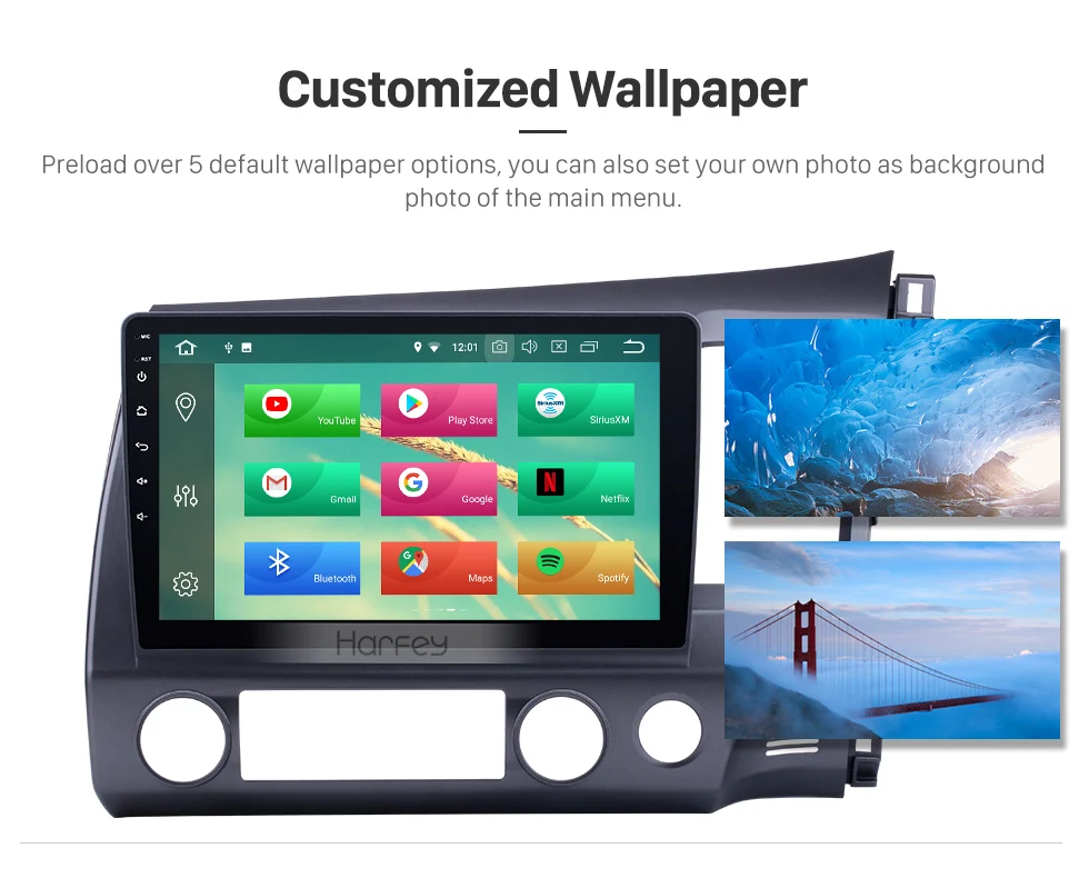 Best Harfey  8-core RAM 4G ROM 32G Android 8.0 Car multimedia player for 2006 2007 2008 2009 2010  2011 Honda CIVIC with Bluetooth 16