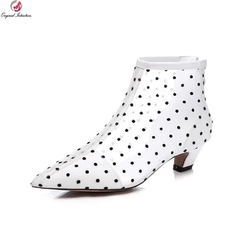 

Original Intention Super Fashion Women Ankle Boots Polka Dots Spike Heels Black White Summer Shoes Woman Plus Size 4-10