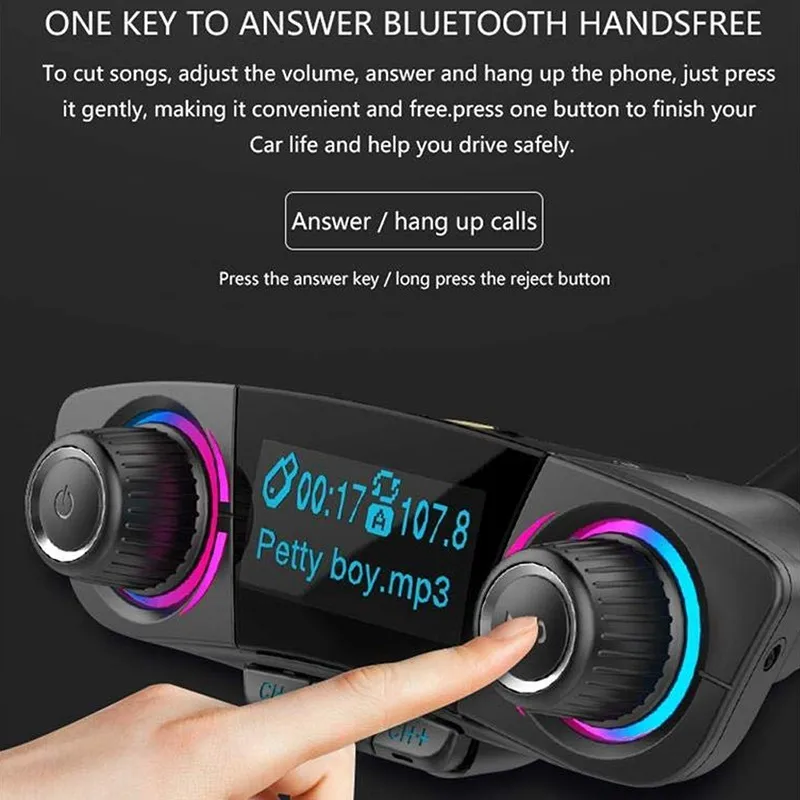 VicTsing Car MP3 Player FM Transmitter BT06 Bluetooth 4.0 MP3 Player Handsfree Bluetooth Car Kits Radio Audio Adapter 5V 2.1A    (11)