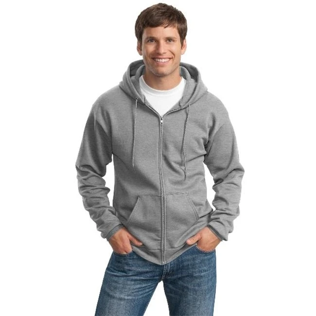Port & Company PC90ZHT Mens Essential Fleece Full-Zip Hooded Sweatshirt Athletic Heather - Large Tall