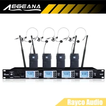 UHF Беспроводная микрофонная система 4 канала 4 бежевая гарнитура микрофон конденсаторный микрофон