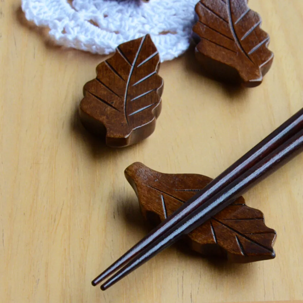 

Visual Touch 1pc Japanese StyleWood Stand Holder Leaf Shape Chopsticks Rest Rack Art Craft Chopsticks Holder