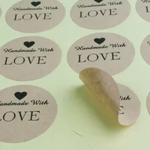 Винтаж коричневый крафт герметизации наклейка Канцелярские товары ручной работы с любовью подарочная упаковка, наклейки, украшения упаковки Наклейки 300 шт много