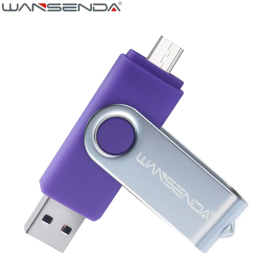 Фиолетовый WANSENDA, двойной OTG Usb флеш-накопитель, 128 ГБ, высокоскоростной флеш-накопитель, 8 ГБ, 16 ГБ, 32 ГБ, 64 ГБ, флеш-накопитель Usb 2,0, флеш-накопитель - Цвет: Фиолетовый