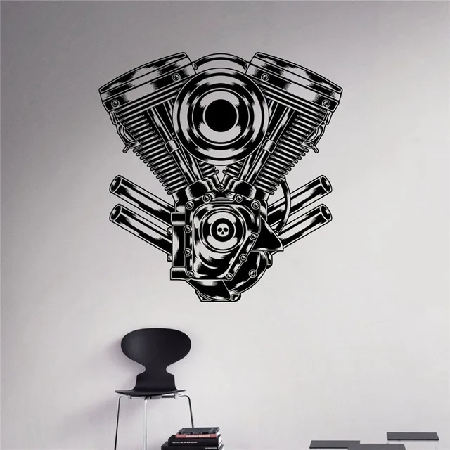 

Engine Motor Wall Sticker Auto Garage Decor Vinyl Sticker Home Interior Removable Decor Wall Art Custom Decals