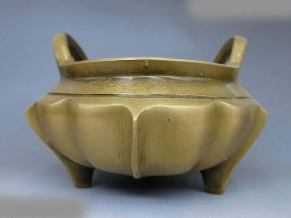 

DS China pure brass copper Beautiful Simple two Ear Incense burner censer Statue