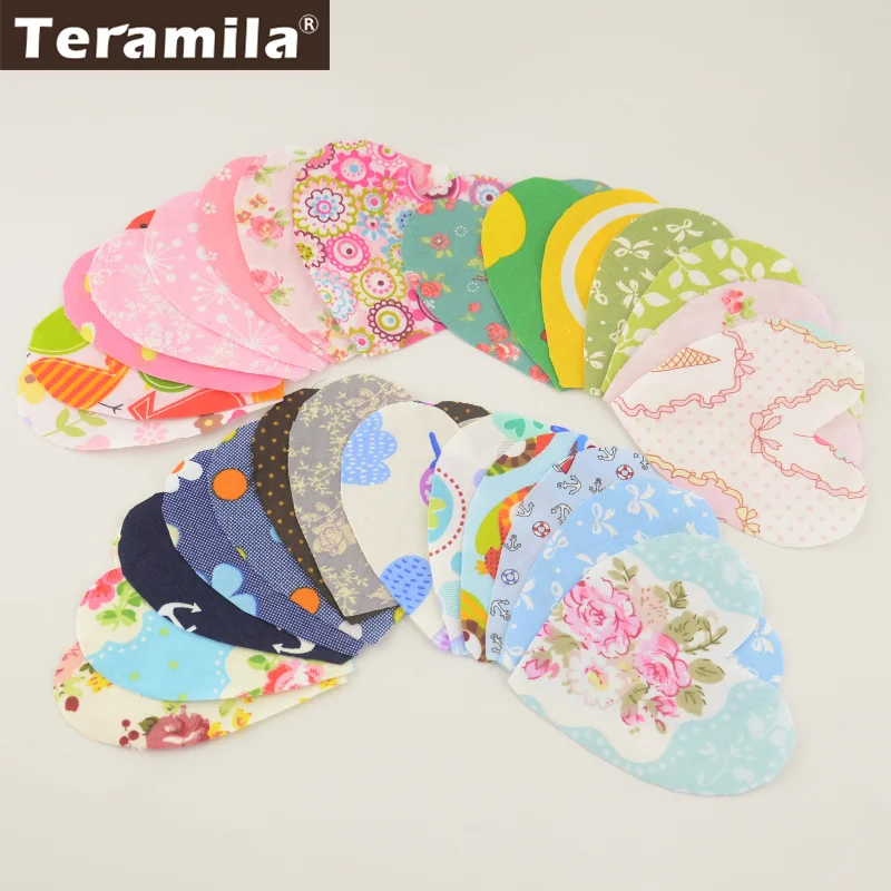 Teramila Cotton Patchwork 30 Pcs/lot 10cmx10cm Heart Shape Fabric Charm Pack Quilting Fabrics No Repeat Designs Cloth Random