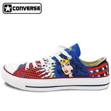 Classic Low Top Converse All Star Women Men Shoes Wonder Woman Design Custom Hand Painted Shoes Canvas Sneakers Unique Gifts