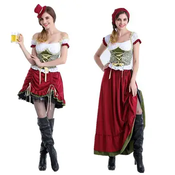 

Fashion Women Oktoberfest Costume Suit Ladies Festival Costumes Midi/Long Dress Beer Festival Stage Wear Halloween Clothes