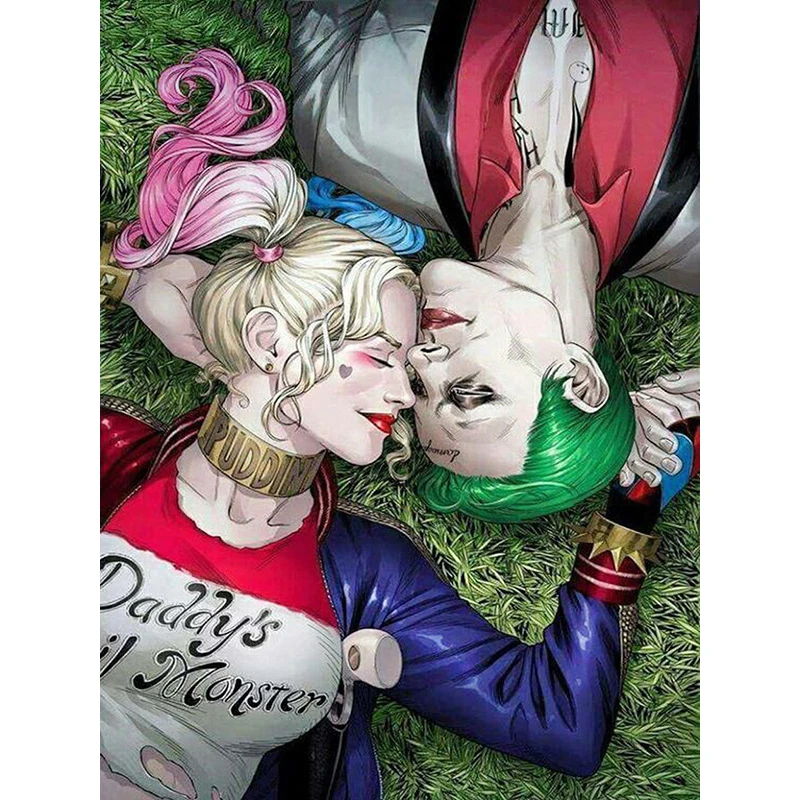 Полная дрель круглая Алмазная вышивка алмазная живопись 5D Сделай Сам Clawn Harley Quinn