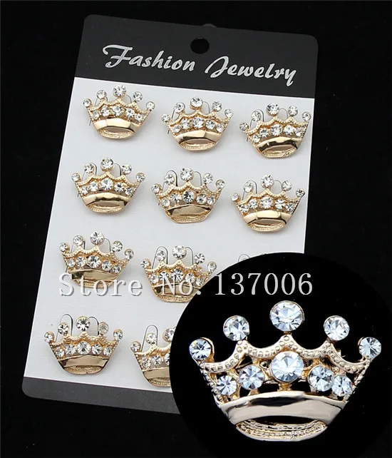 

danbihuabi Brooches bouquet 12pcs/lot Cheap Costume Jewelry Rhinestone Crown Brooch Wholesale King Crystal Brooch for Women