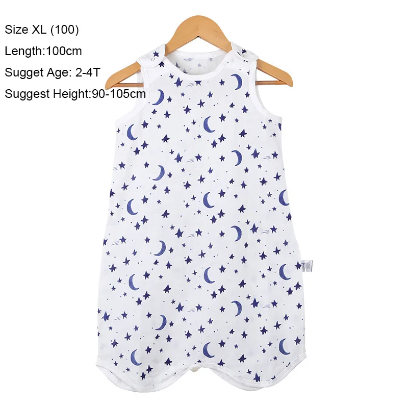 Муслиновый хлопковый детский спальный мешок для малышей 0-4 лет, спальный мешок без рукавов, детский конверт, одежда для сна - Цвет: Moon Star 100