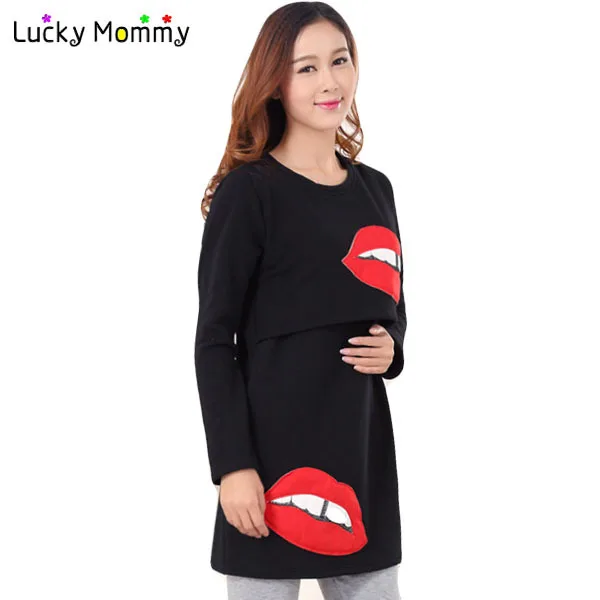 

Nursing Clothes Breastfeeding Tops Long-sleeved Autumn Spring Blouses for Pregnant Women Maternity Shirts Nursing Top Clothing
