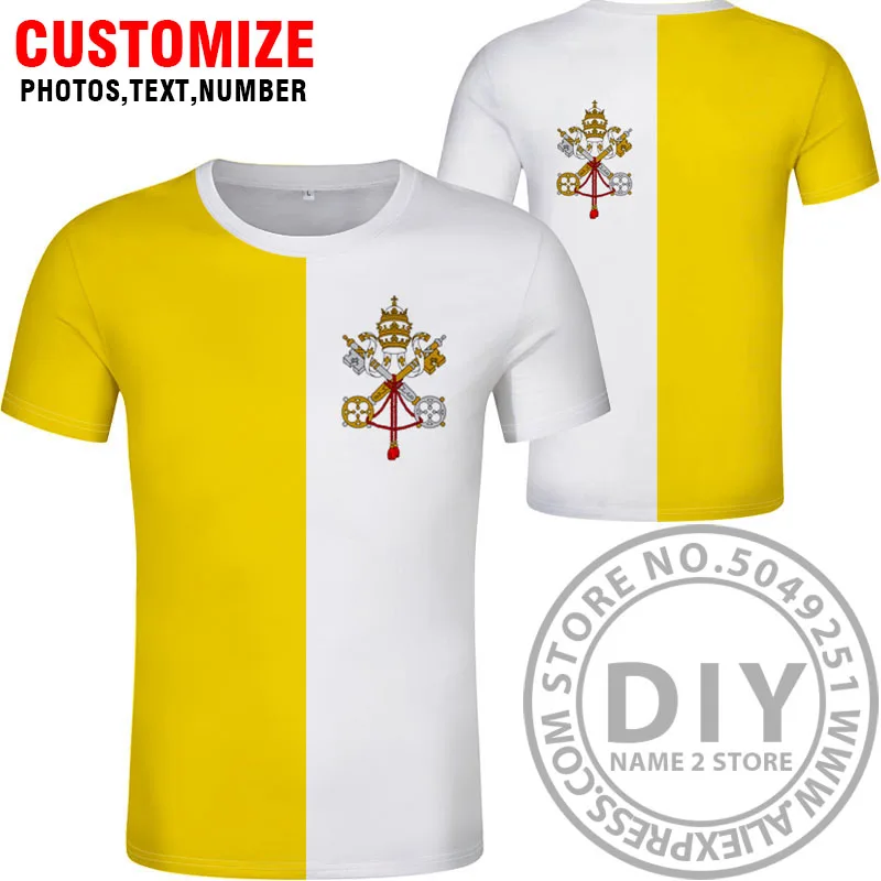 Ватикан город STATE t shirt diy изготовление под заказ имя номер НДС футболка Национальный флаг va латинская красная страна тестовый логотип фото одежда - Цвет: Style 1