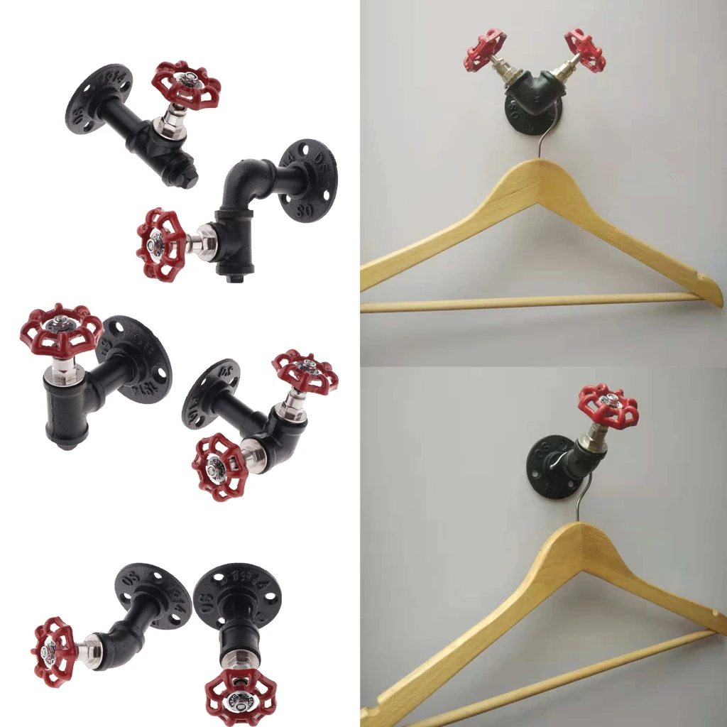 Coat Rack Robe Hooks Industrial Vintage Pipe Interior Bathroom Kitchen