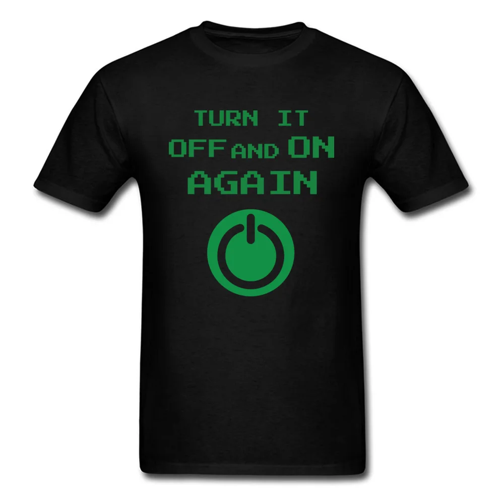Brand Printed Casual Short Sleeve T Shirts ostern Day Crewneck 100% Cotton Tops Tees for Men Tee Shirt Casual Wholesale Turn it Off and On Again black